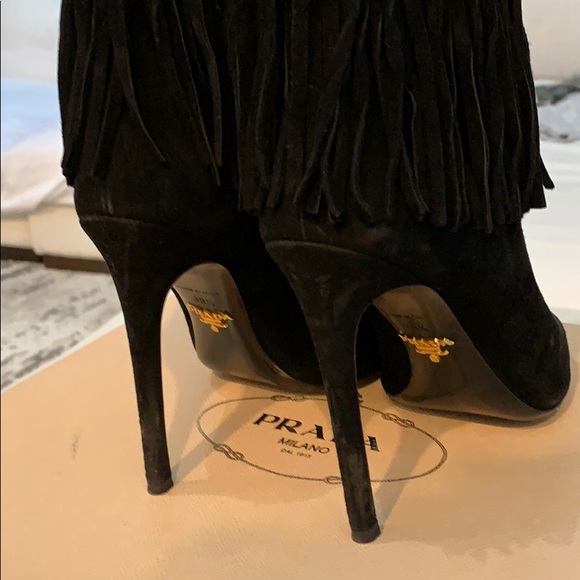 Black suede PRADA  open toe pumps - Picture 3 of 5